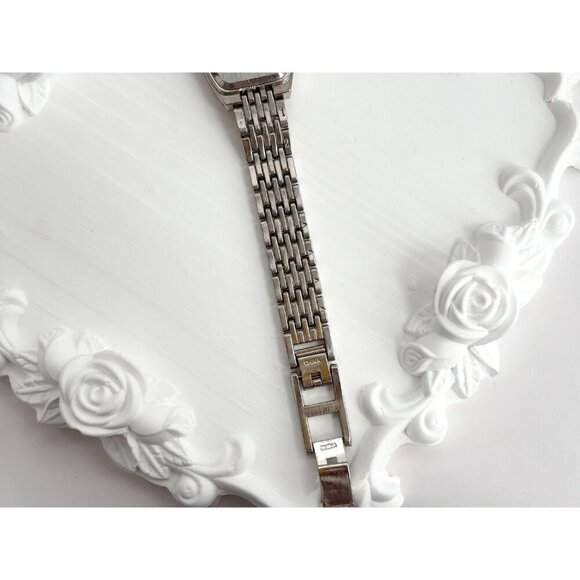 Silver Toned Rounded Bezel Rhinestone Bracelet Vintage Wristwatch 18mm - WORKS! - Picture 5 of 7